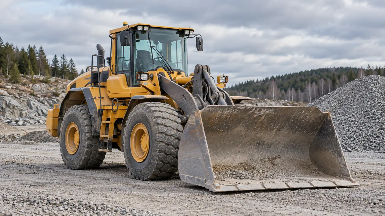 Radlader auf einer Baustelle – KI-generiertes Symbolbild.